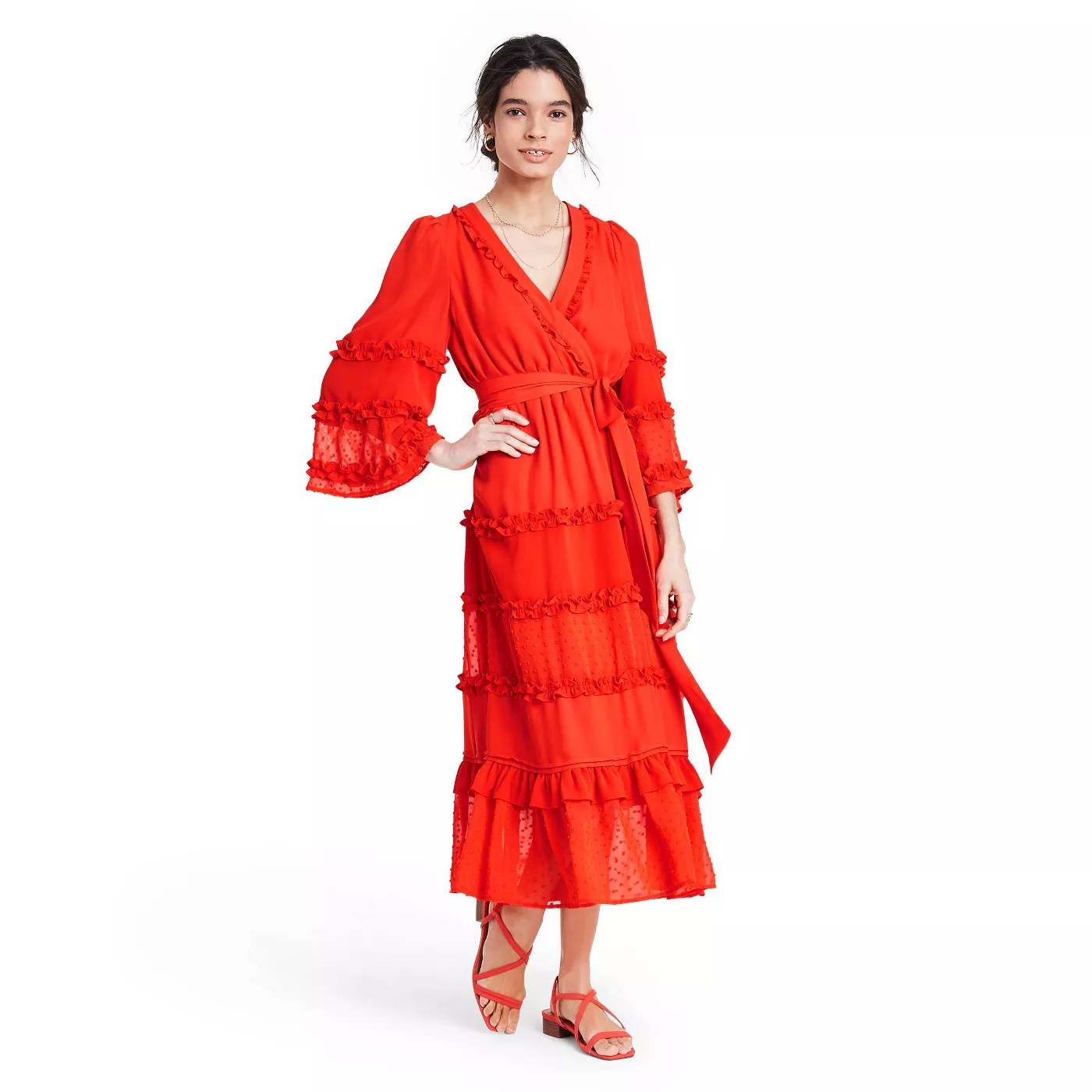 Target + Angel Sleeve Tiered Ruffle Dress
